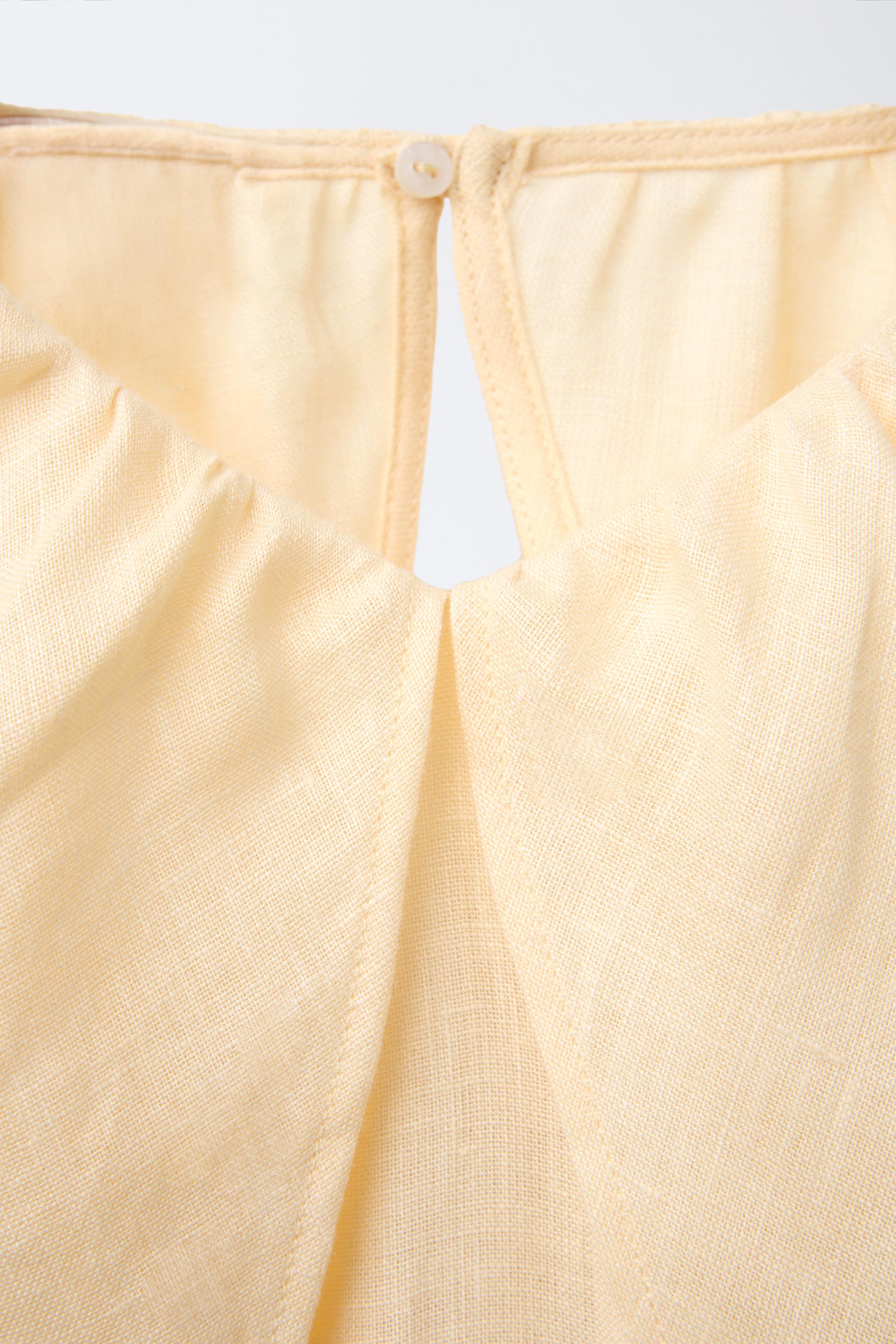 RUFFLED SHORT JUMPSUIT 100% LINEN